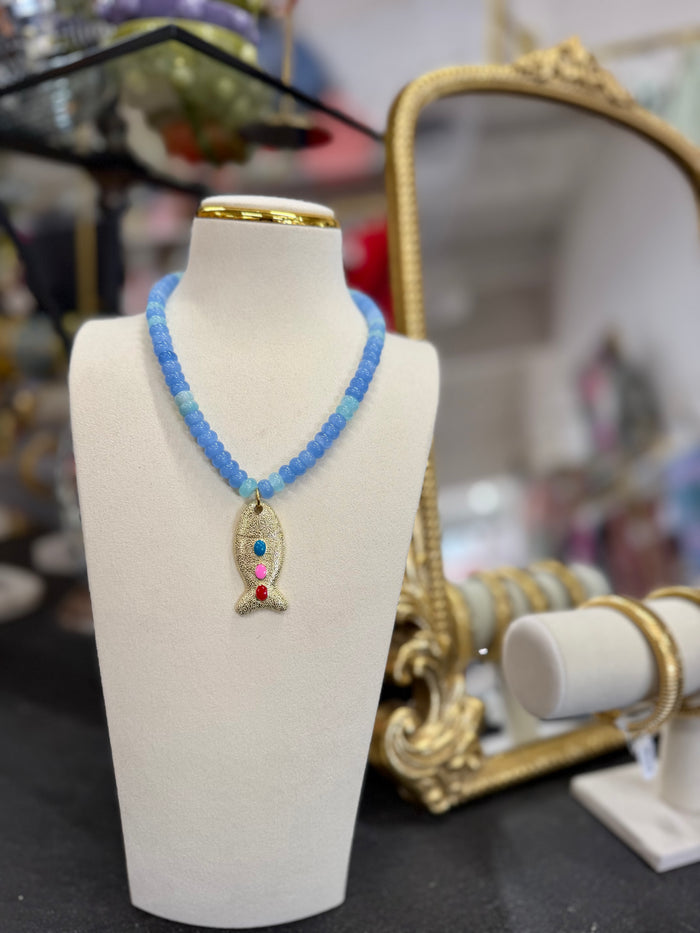 laguna fish gemstone necklace
