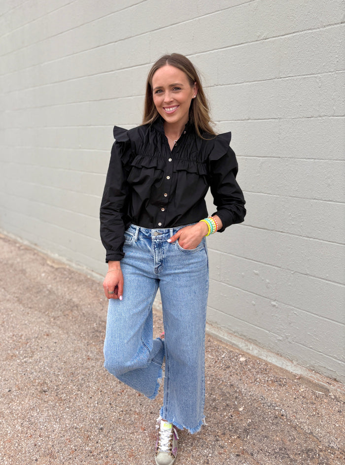 charlotte ruffle button-up top