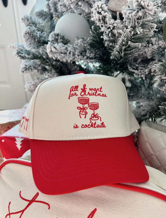 all I want for christmas is cocktails trucker hat