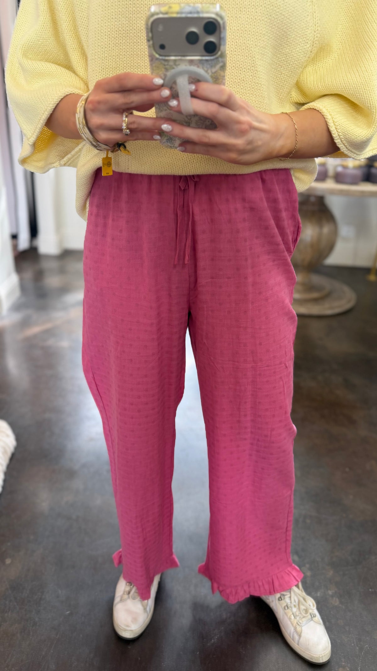 just because polka dot drawstring pants