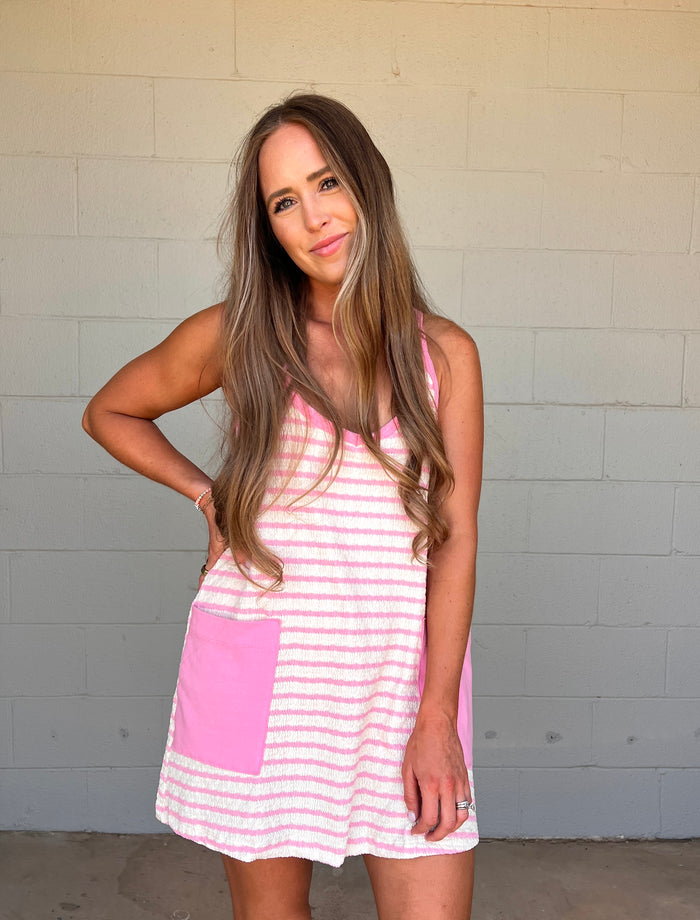 serve it mini dress | pink stripe