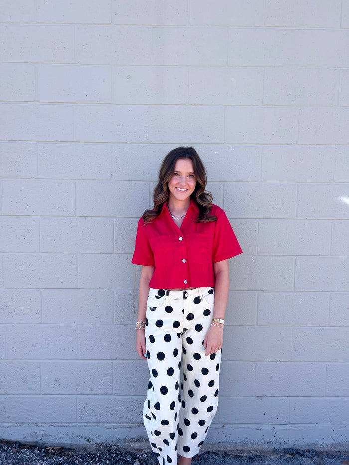 maren cropped denim top