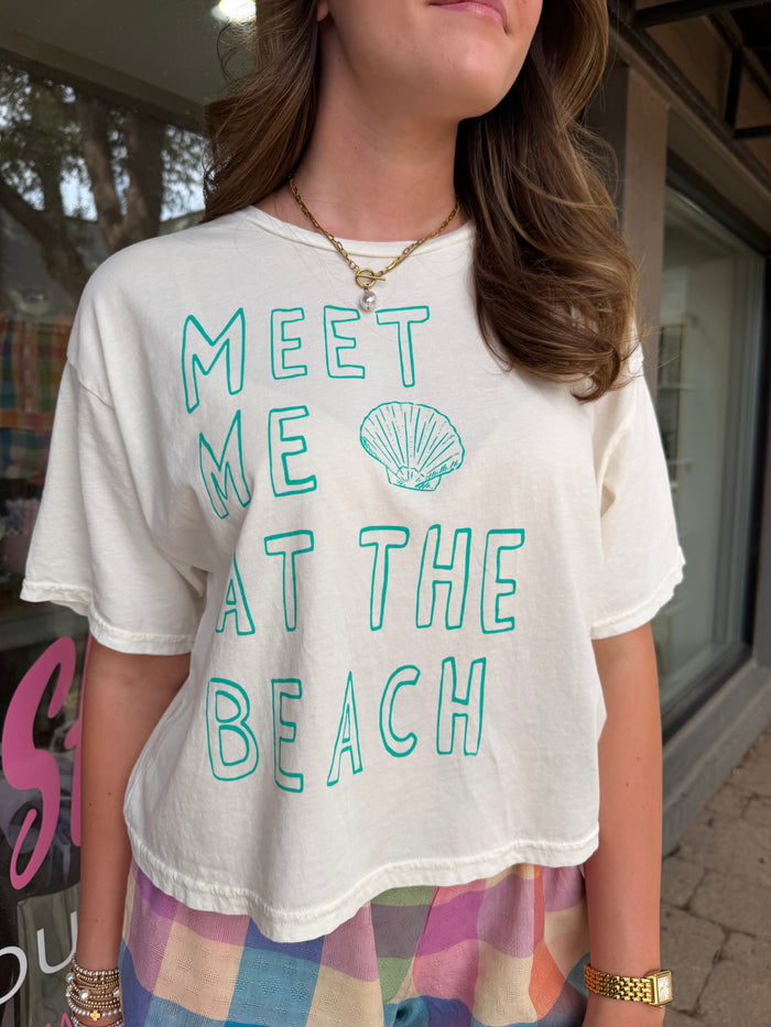 meet me at the beach cropped tee