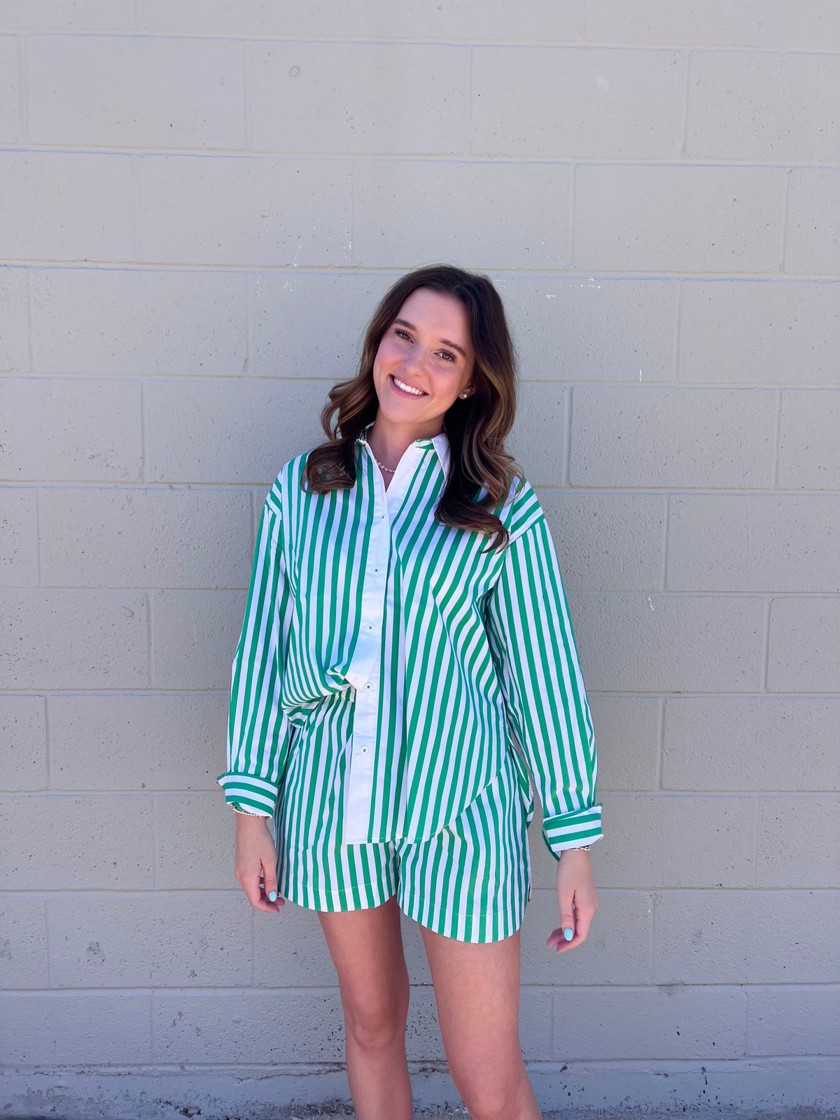 marlow striped button-up top