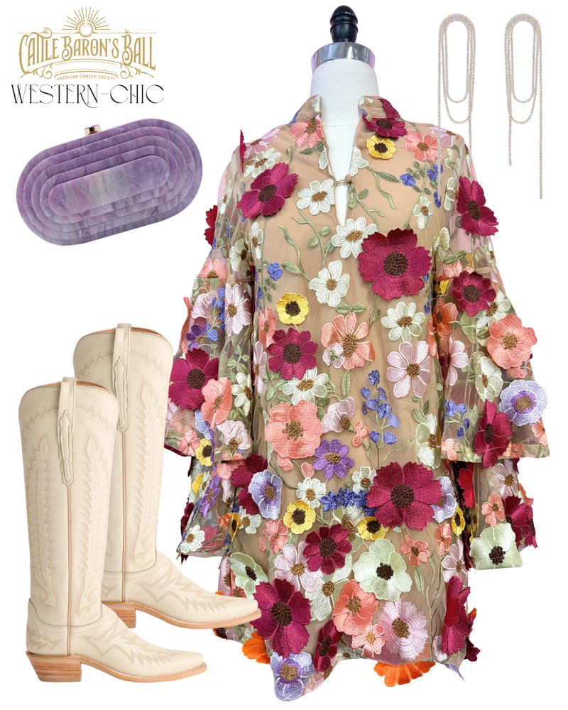 gayle longsleeve mini dress - gerber daisy