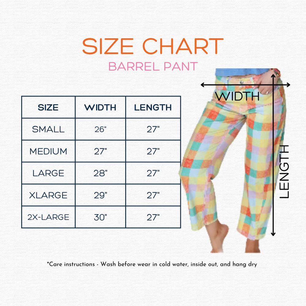 live out loud colorful plaid madras barrel pant