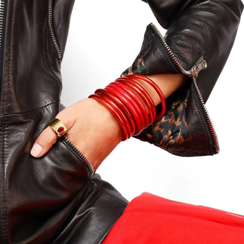 BuDhaGirl | LIMITED EDITION crimson all weather bangle | set of 3