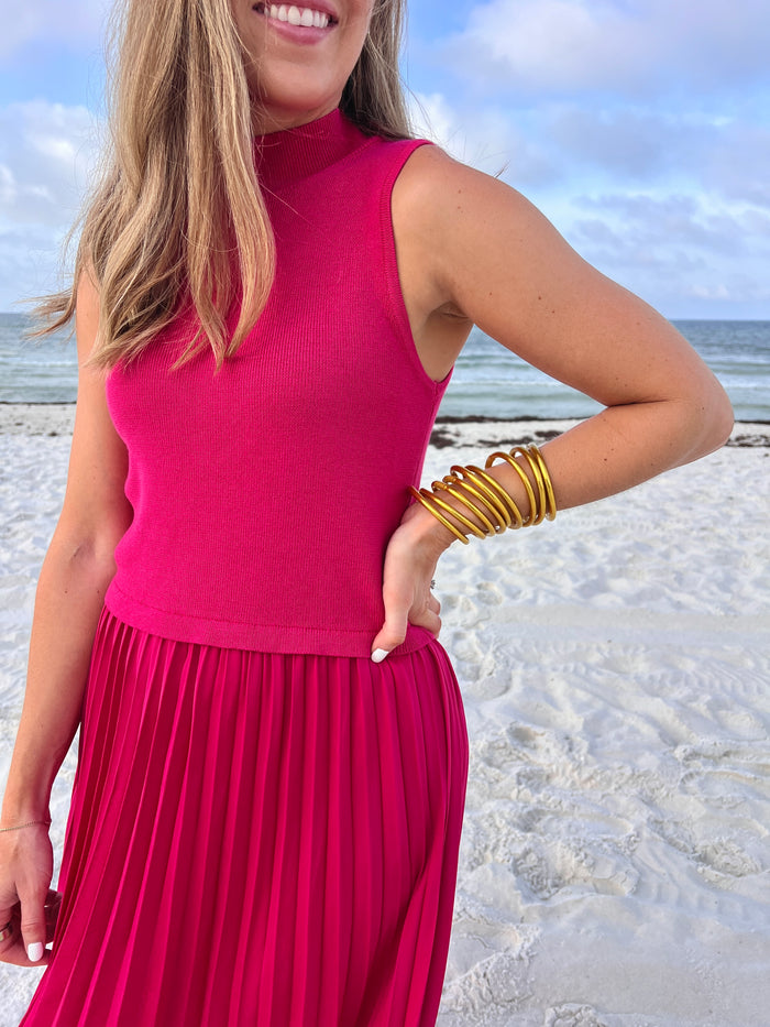 girls just wanna pleated contrast dress