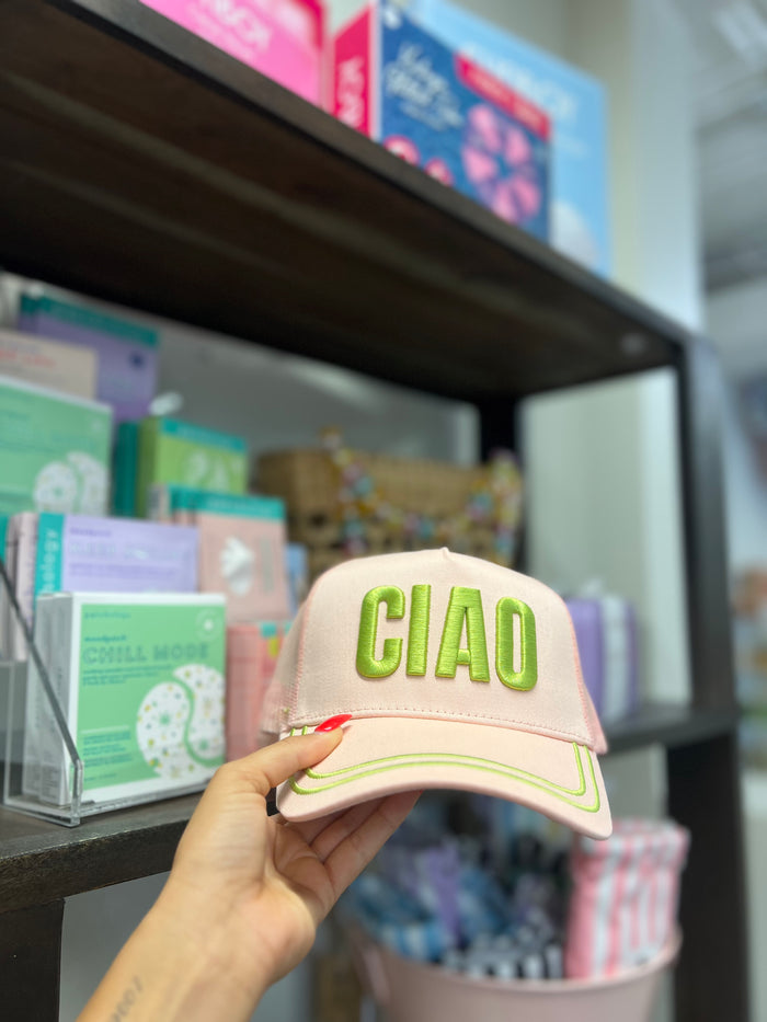 ciao pink canvas trucker hat