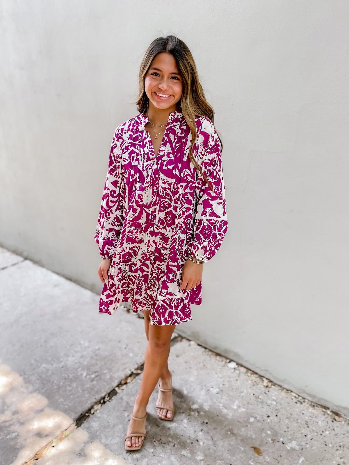 forever crushing magenta printed dress || FINAL SALE