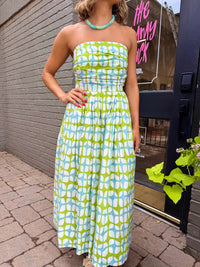 gia strapless midi dress