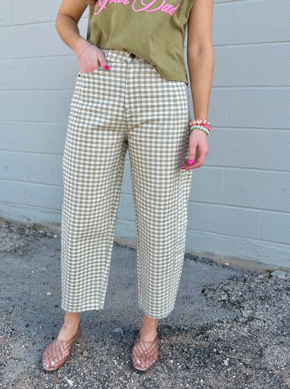 mini checked barrel denim