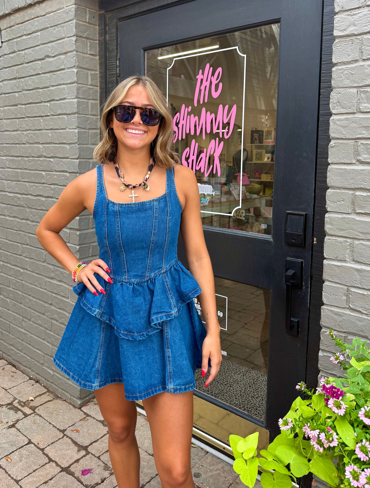 we've got questions peplum denim dress