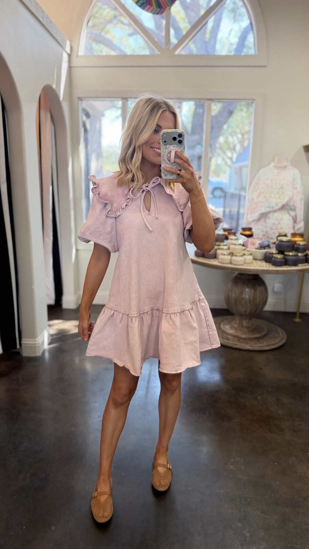 cecilie ruffle collar denim dress