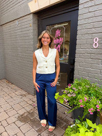 minimal effort wide-leg elastic waist pants