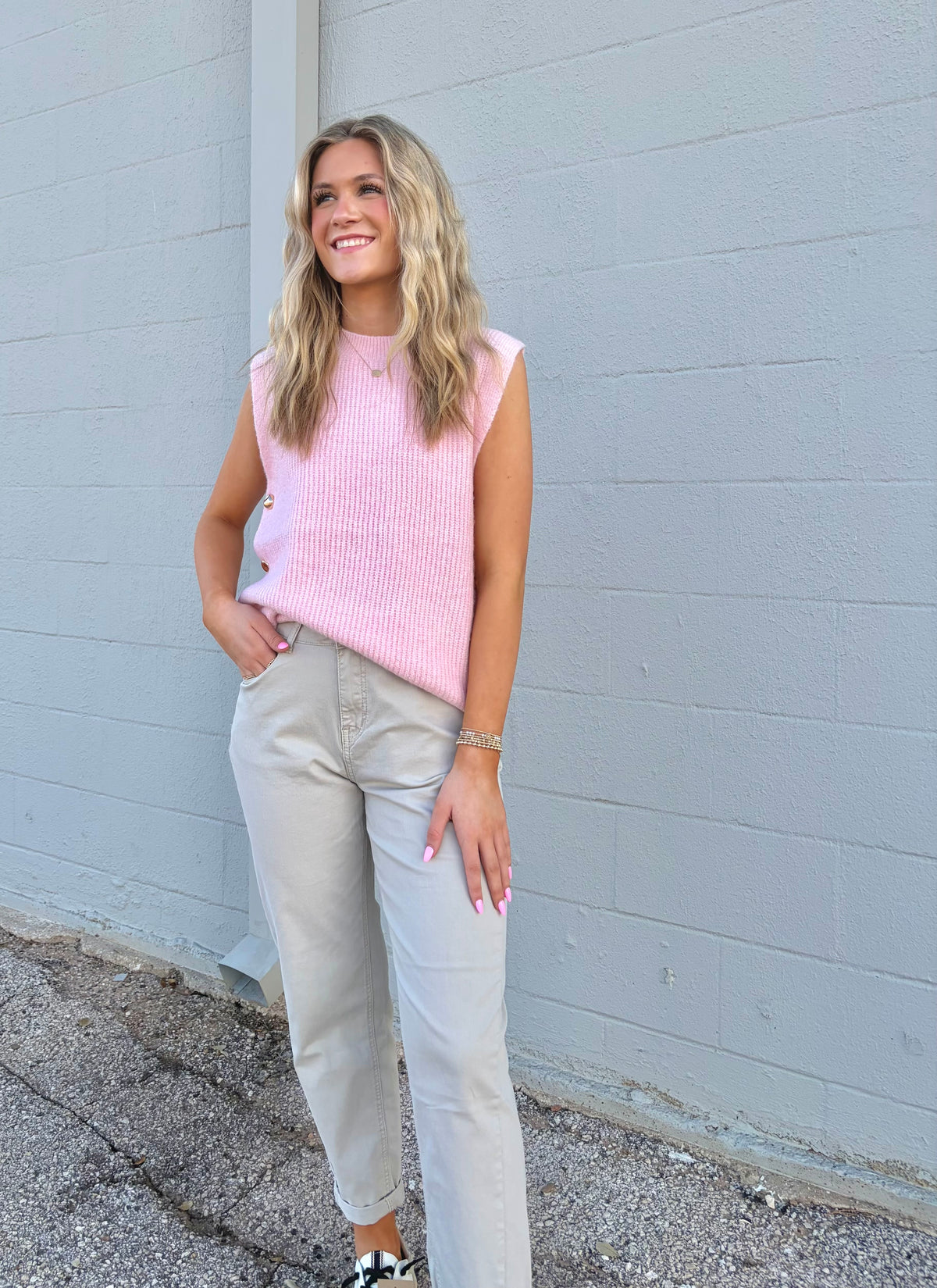 just in time beige straight leg denim