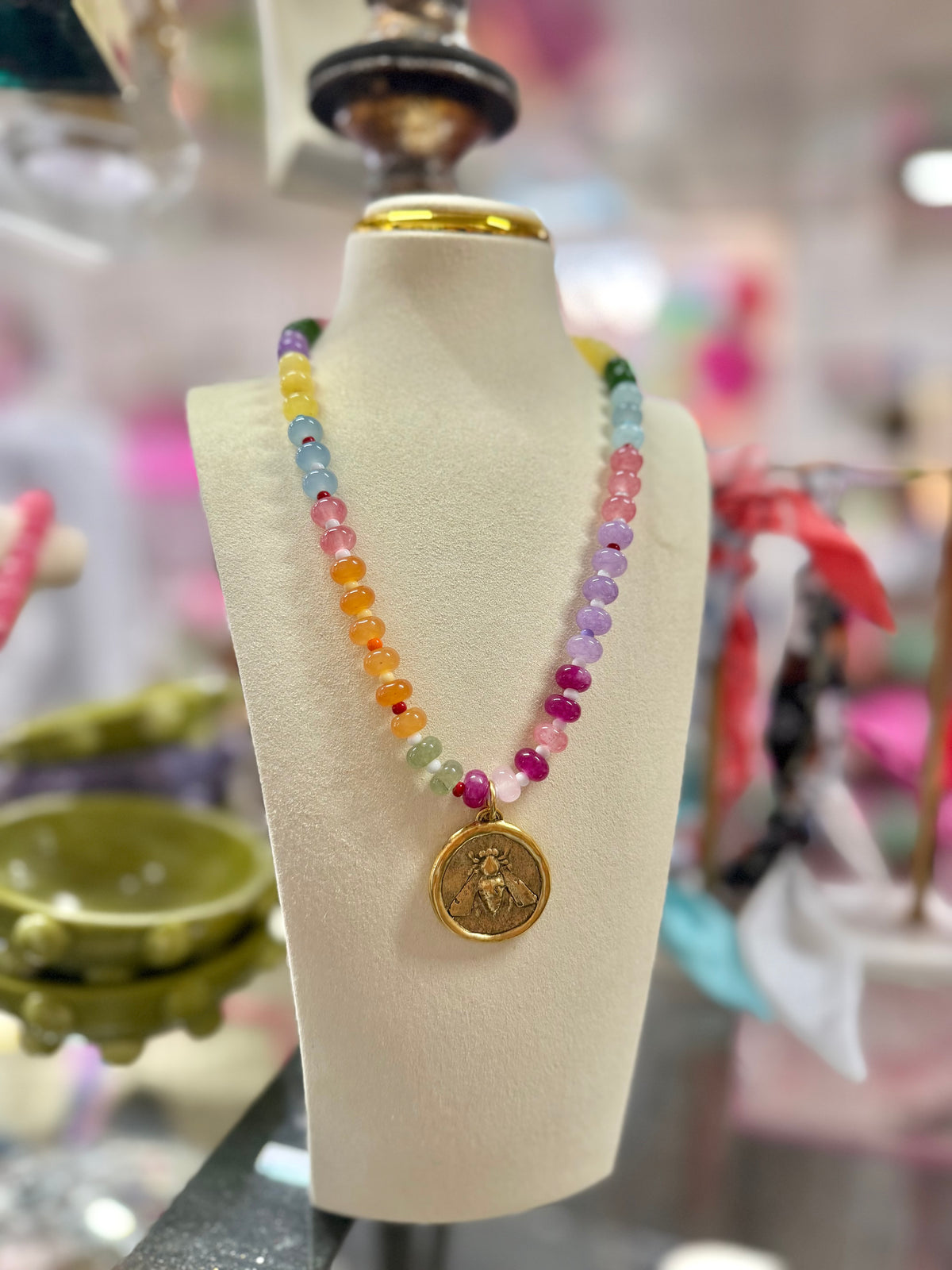 bees please beaded bee necklace