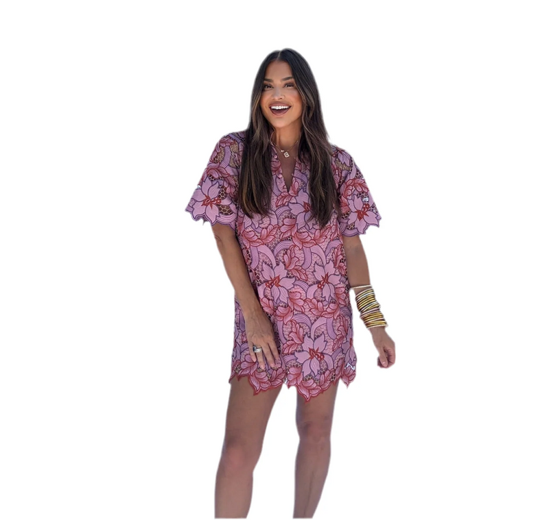 lulu short sleeve mini caftan dress | buddylove