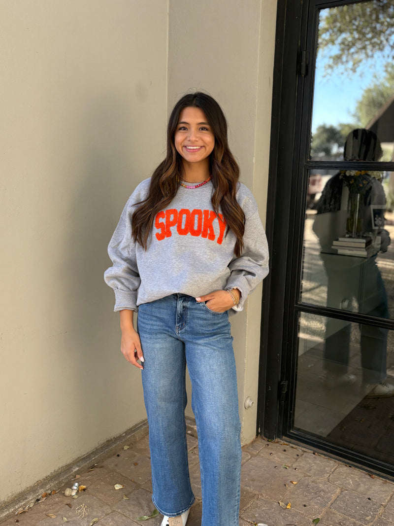 chenille spooky crewneck sweatshirt