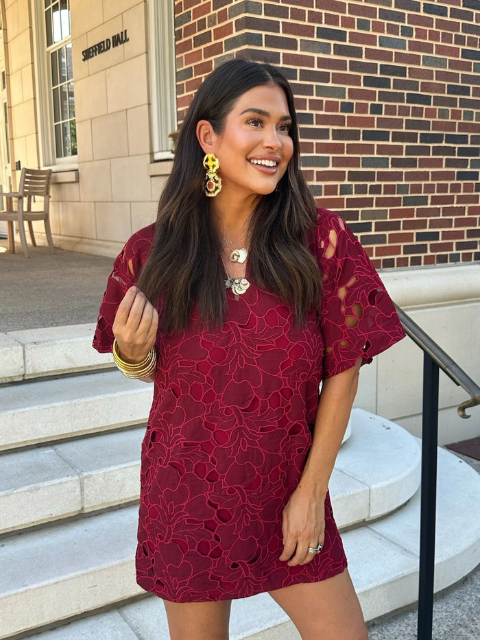 lulu short sleeve mini caftan dress | buddylove