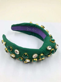 green neoprene heart crystal headband