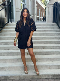 lulu short sleeve mini caftan dress | buddylove