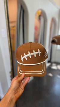 football laces puff trucker hat