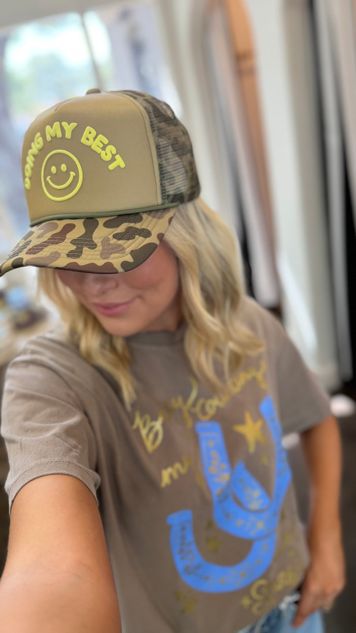 doing my best camo foam trucker hat