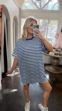 on the go striped tshirt dress