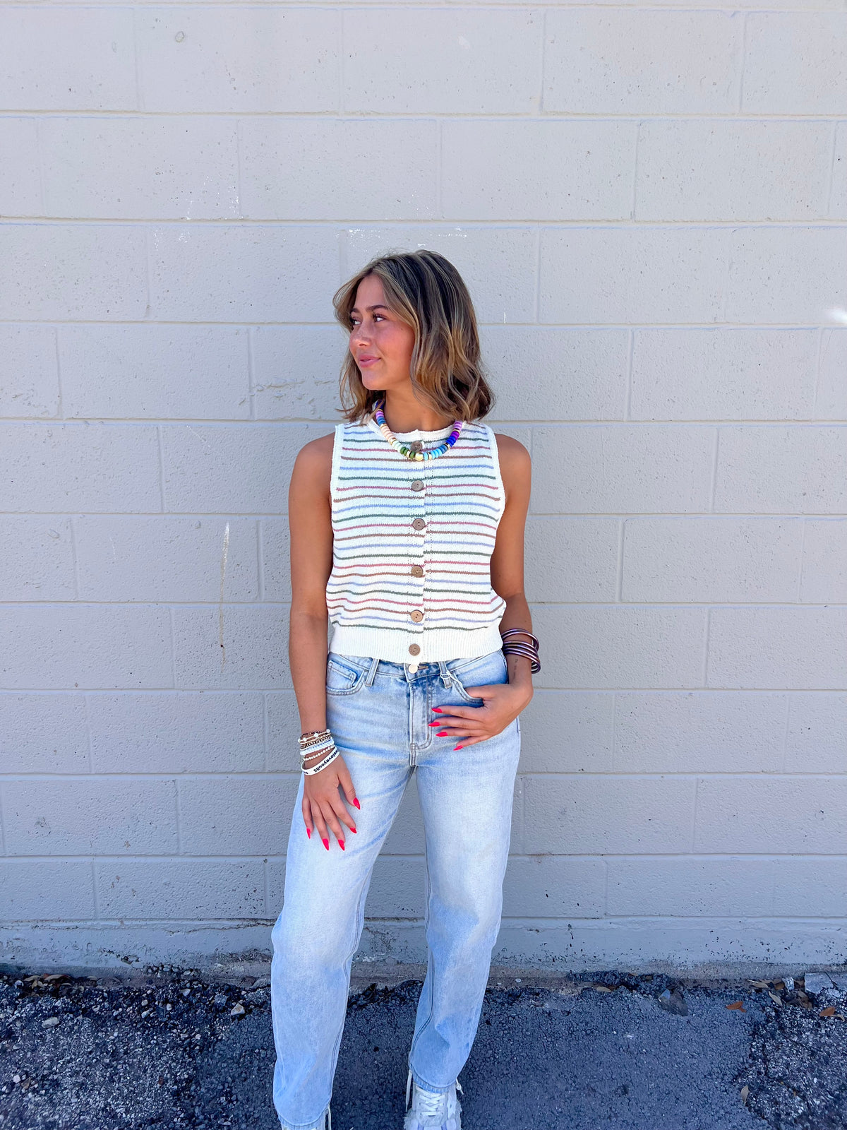 cara striped knit tank