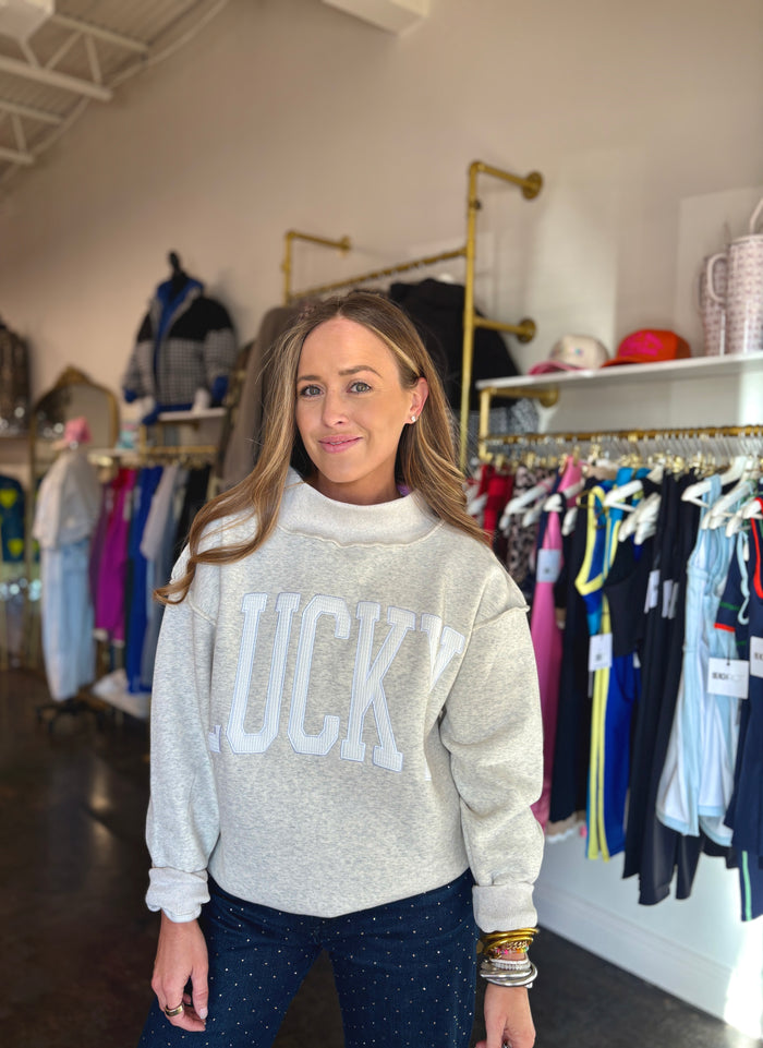 lucky mock neck sweatshirt