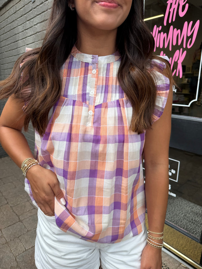 peach perfect plaid top