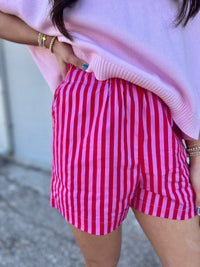 along the lines striped shorts