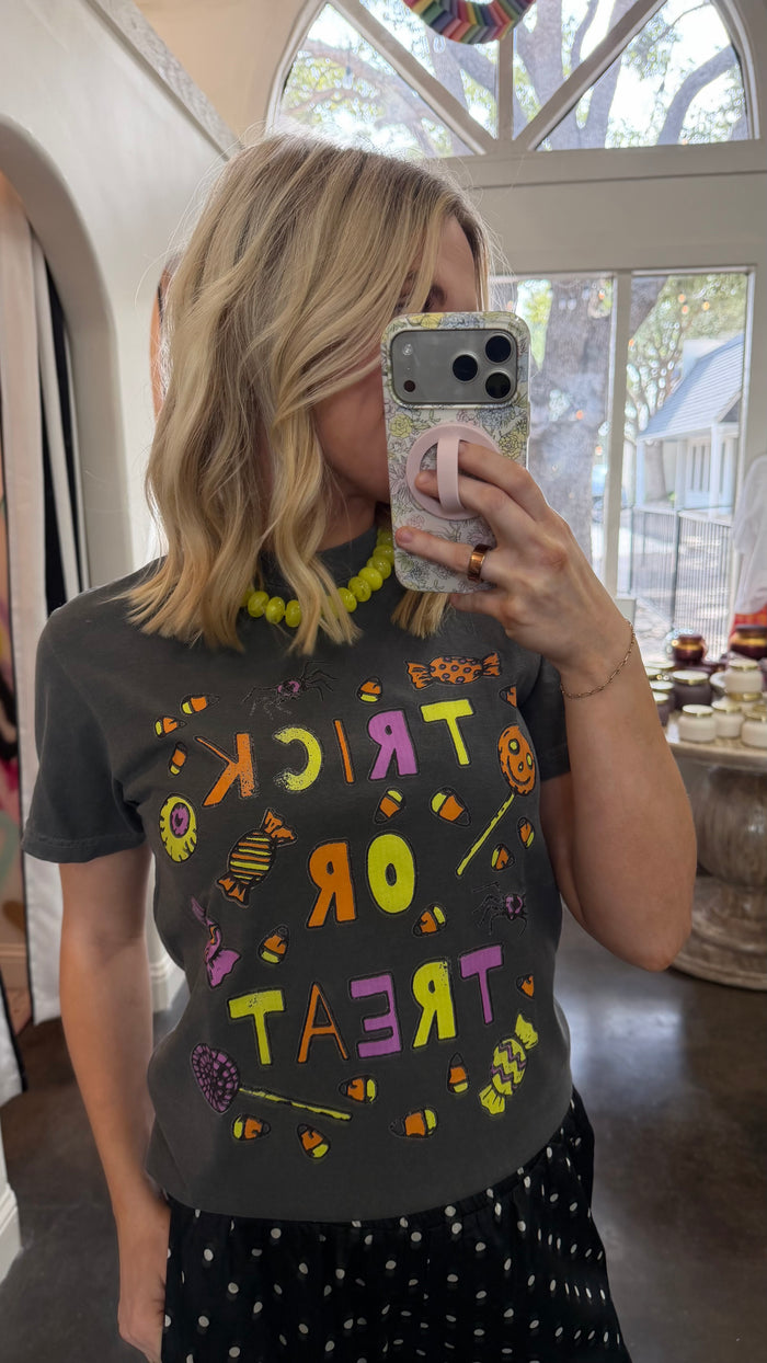 trick or treat charcoal graphic tee