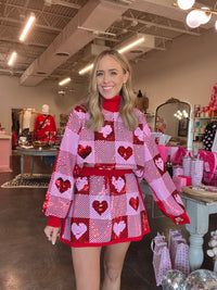 sequin hearts plaid skirt