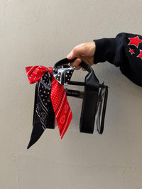 knotted carley red and black bandana scarf twilly