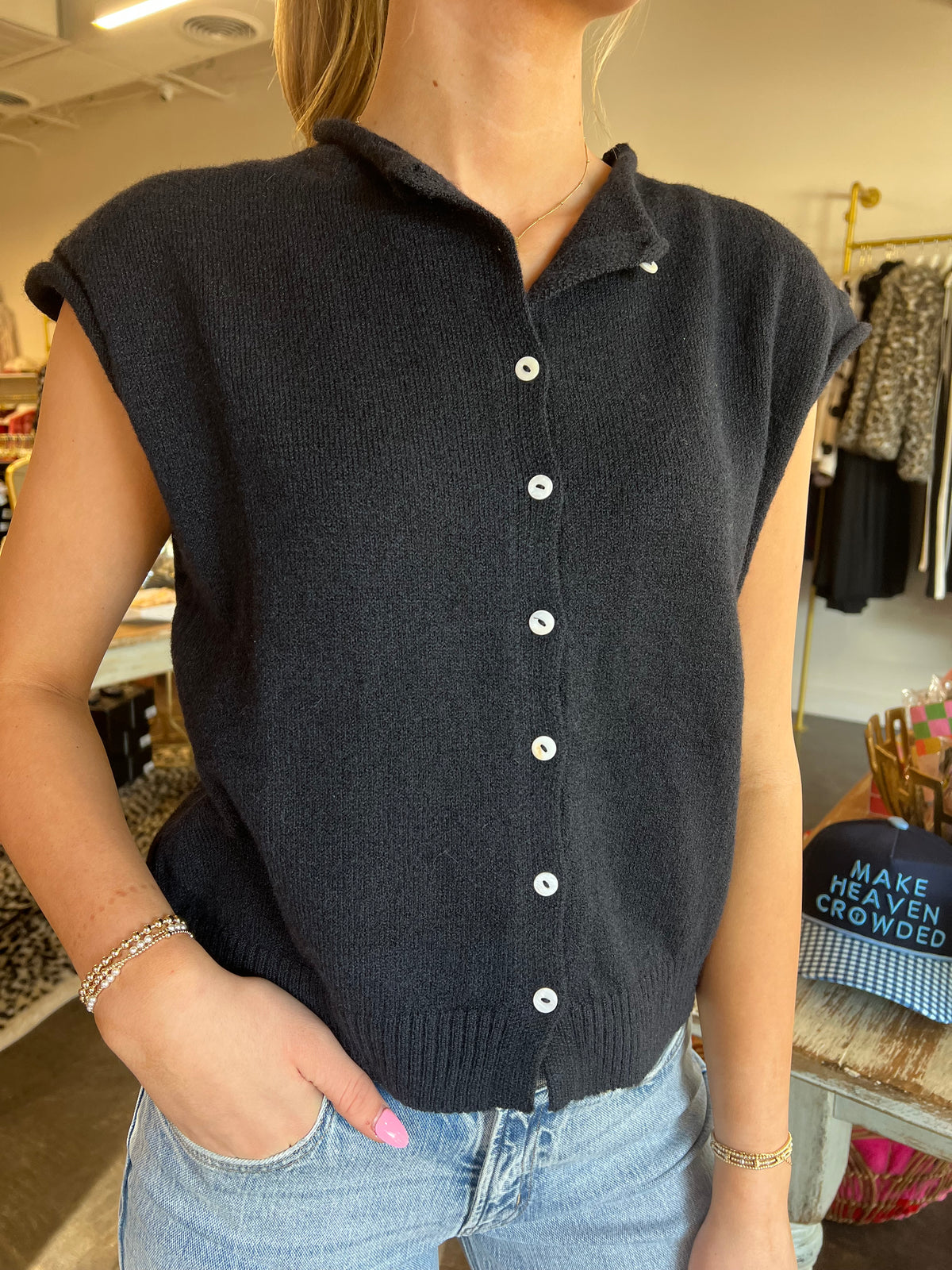 molly sleeveless cardigan