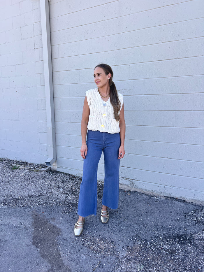 blue wide-leg denim pants | FINAL SALE