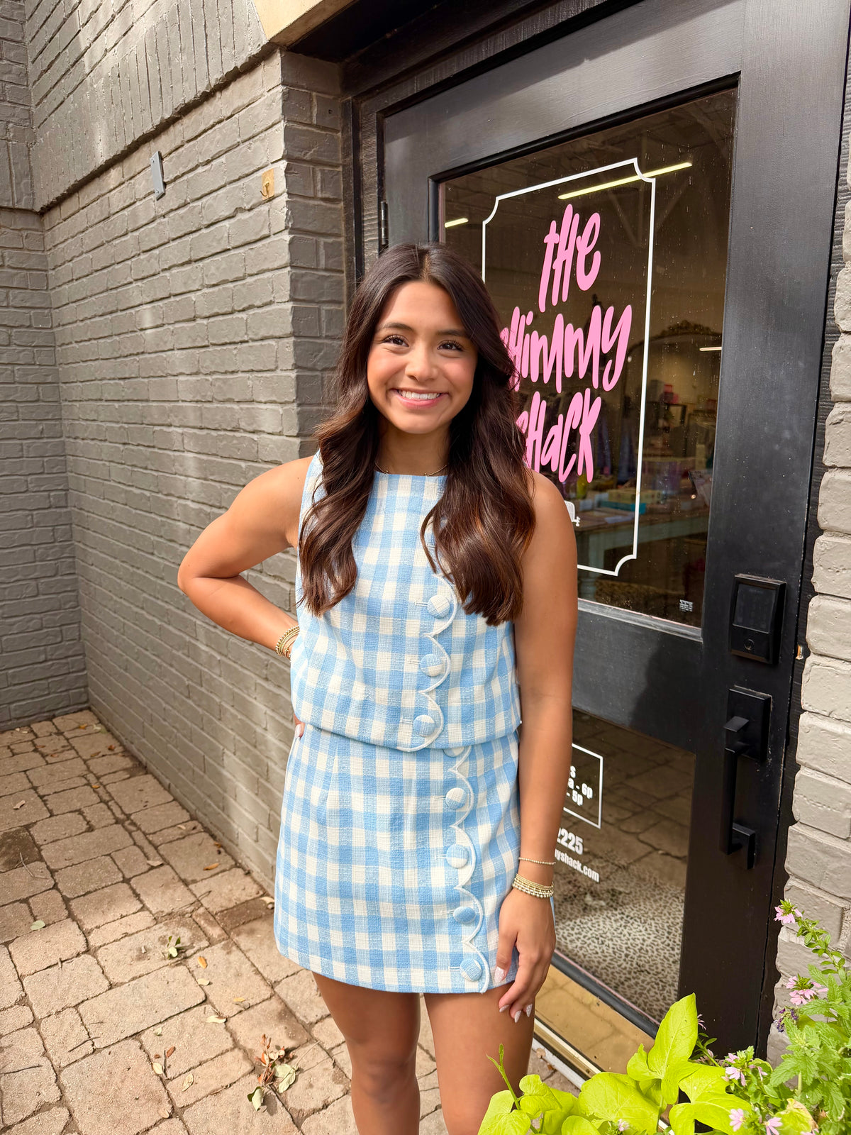 just a little extra gingham skort set