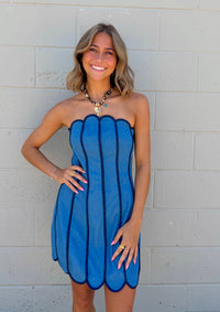 come as you are scallop denim dress