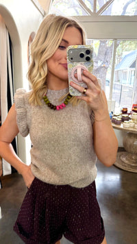 elevate it ruffle trim sweater tank