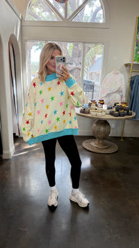 lucky stars reversible mock neck sweatshirt
