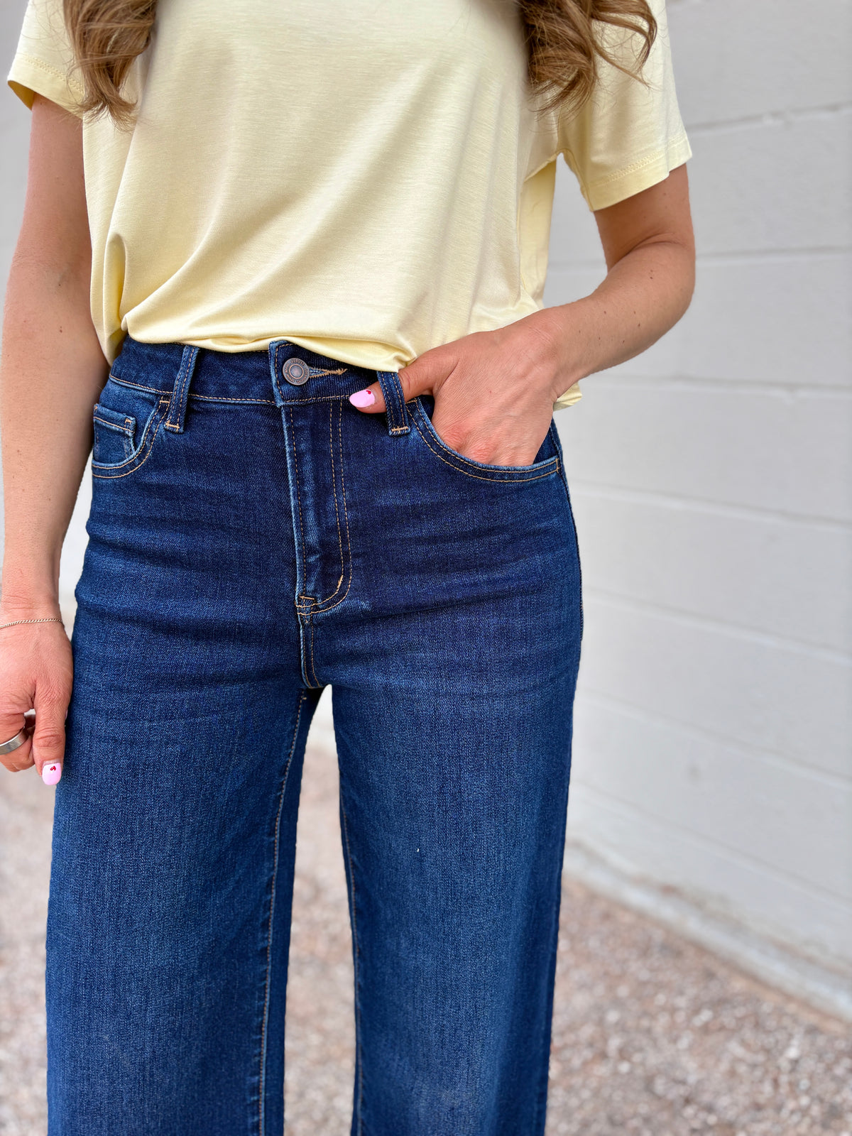 thank me later dark-wash denim