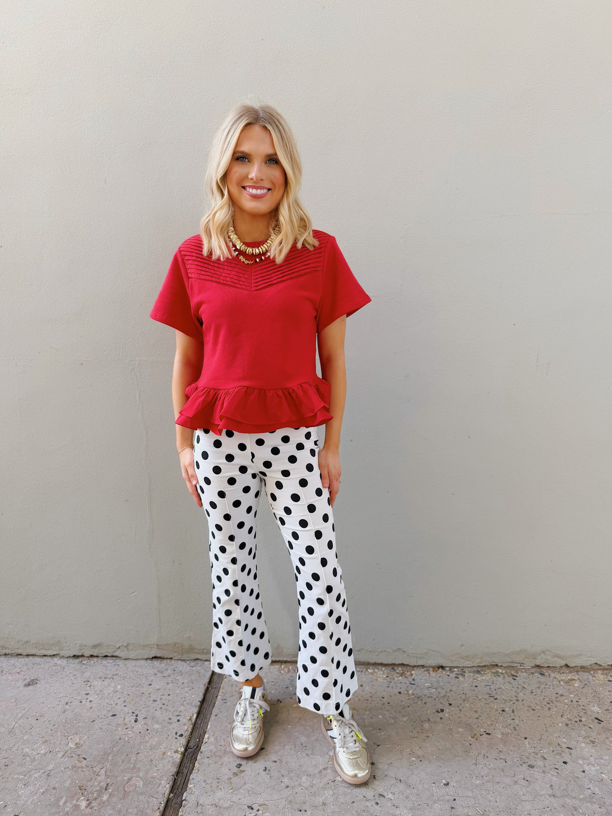 flare crop dot pants