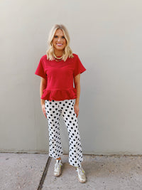 flare crop dot pants