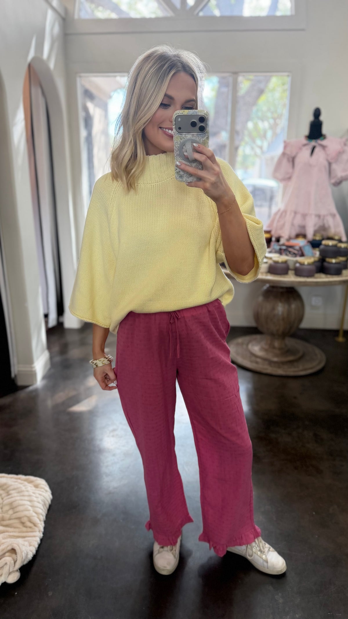 just because polka dot drawstring pants