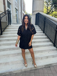 lulu short sleeve mini caftan dress | buddylove