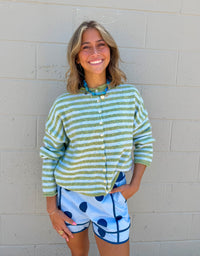 maybe matcha striped cardigan