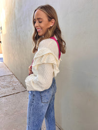 ruffle shoulder knit sweater top | FINAL SALE