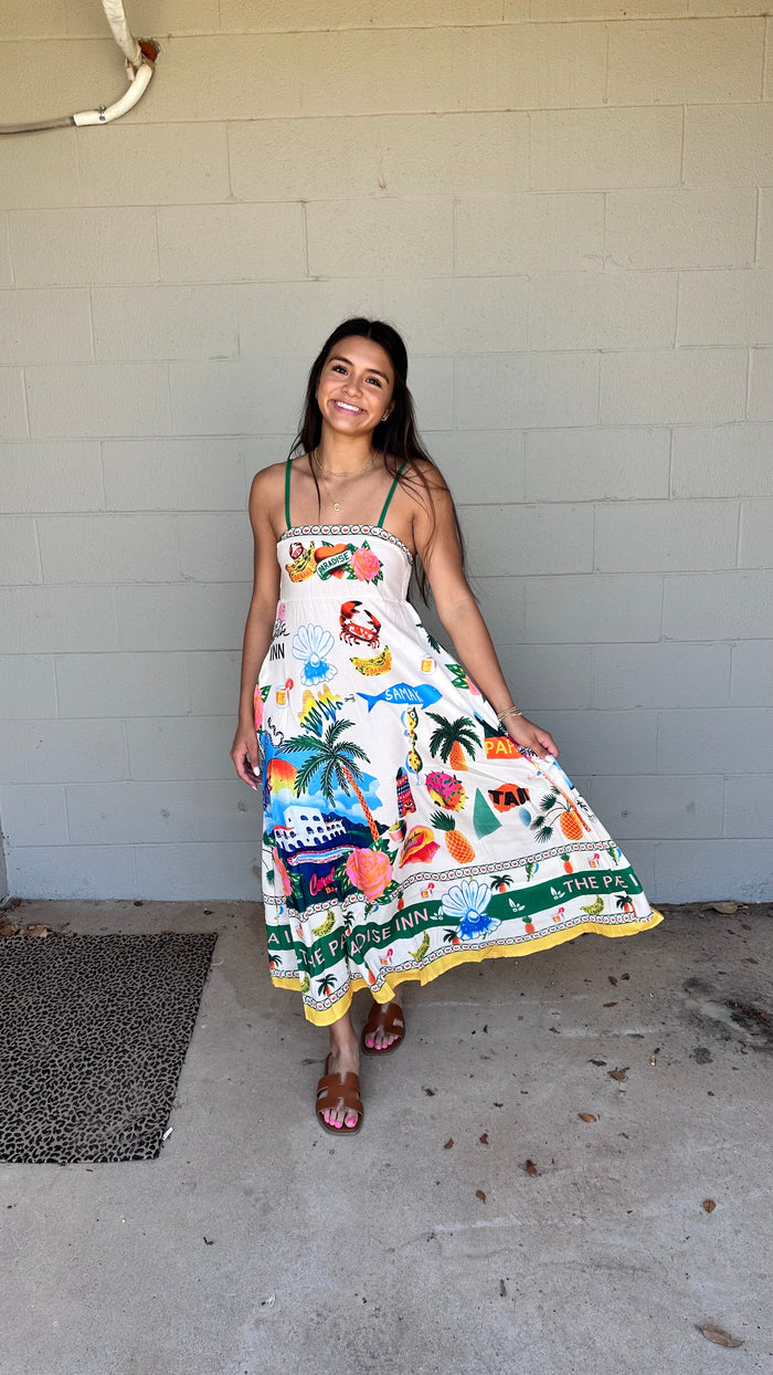 take me to the beach tropical maxi dress